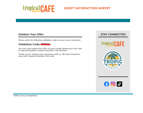 Tropical Smoothie Cafe experience