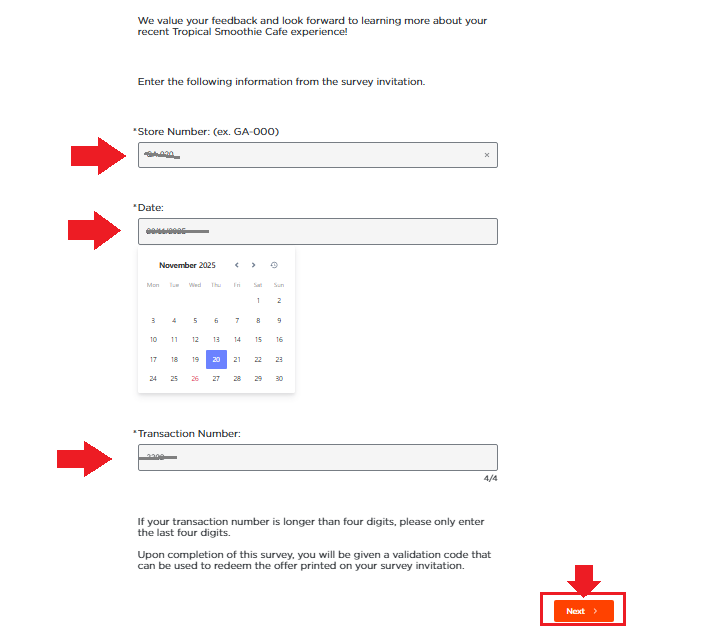 Tropical Smoothie Survey Information